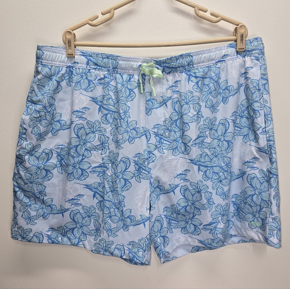 HUK Pursuit Volley Swim Shorts XXXL Floral Marlin NWT 3XL Desert Rose Ice Water